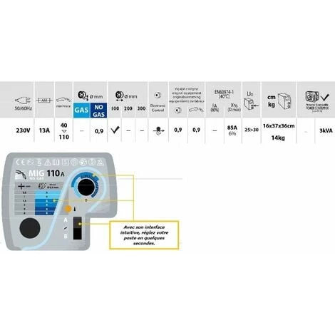 Gys - Poste à Souder Mig Mag Semi-auto 110A - Smartmig 110 2 Gys - Poste à Souder Mig Mag Semi-auto 110A - Smartmig 110 – Image 2